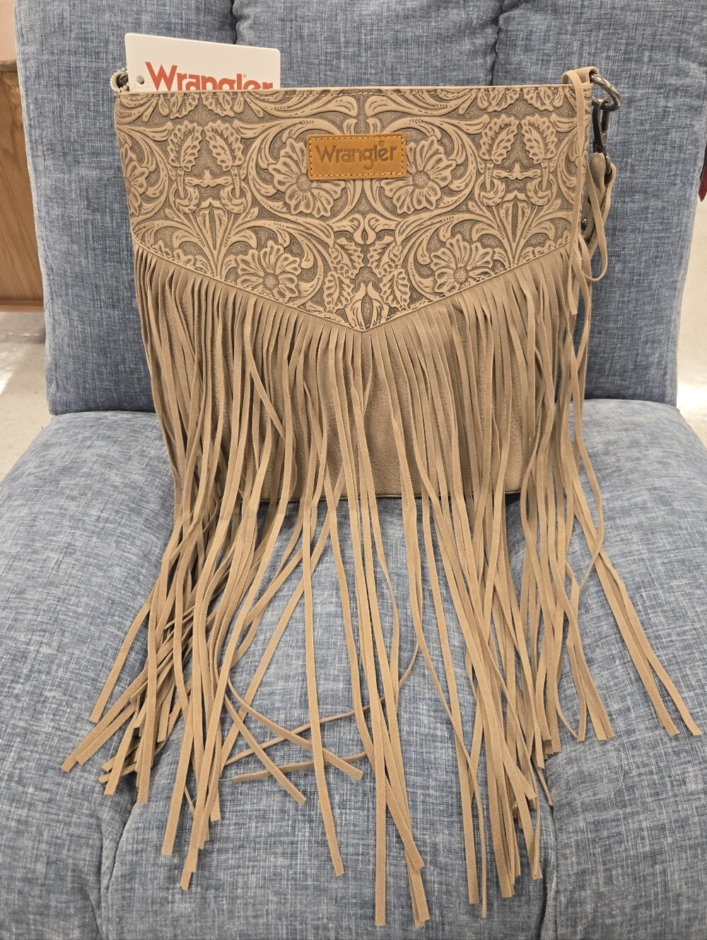 Wrangler Beige Fringe Crossbody Handbag - Picture 1 of 5